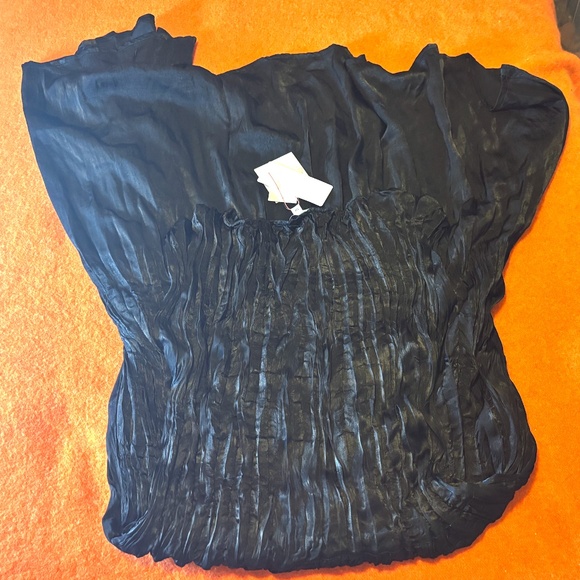 Uniqlo Ines de la Fressange black satin twist pleated short sleeve dress NWT - Picture 10 of 10